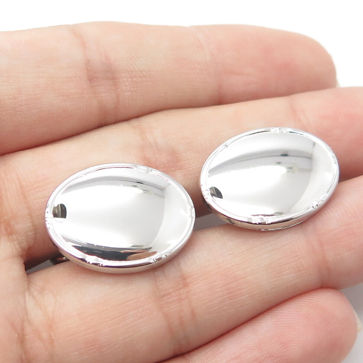 925 Sterling Silver Vintage Oval Cufflinks