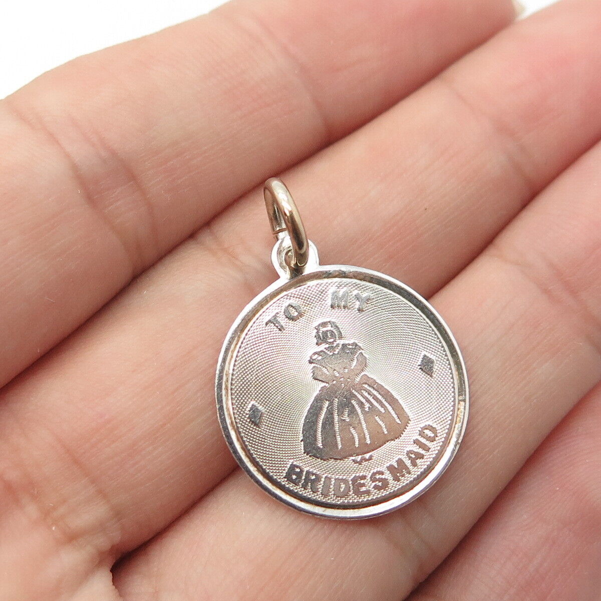 925 Sterling Silver Vintage "To My Bridesmaid" Charm Pendant