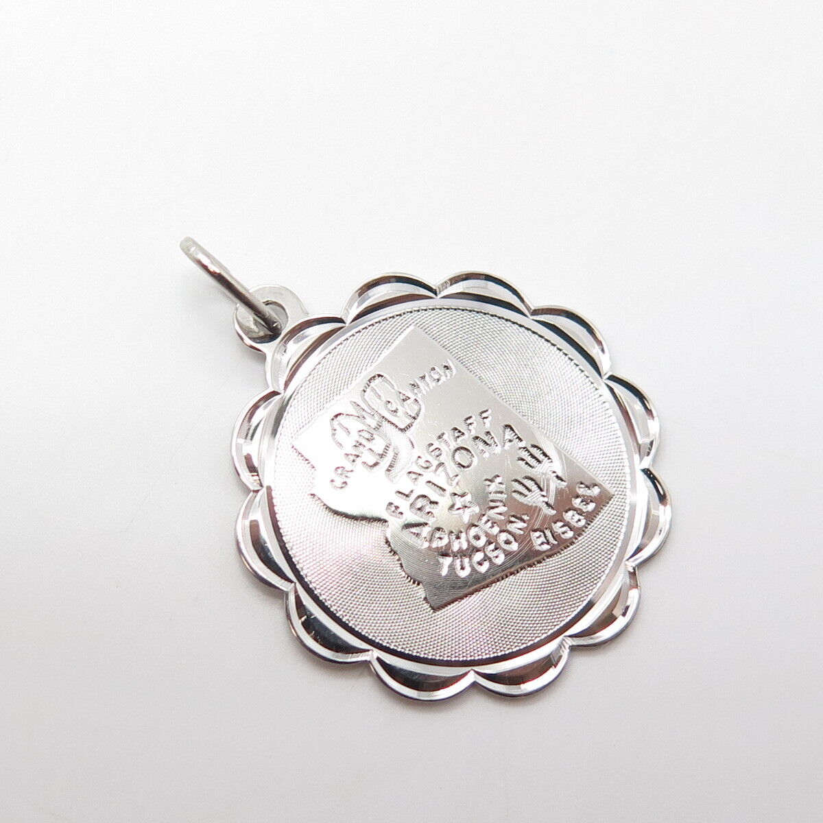 CREA 925 Sterling Silver Vintage "Arizona" State Map Charm Pendant