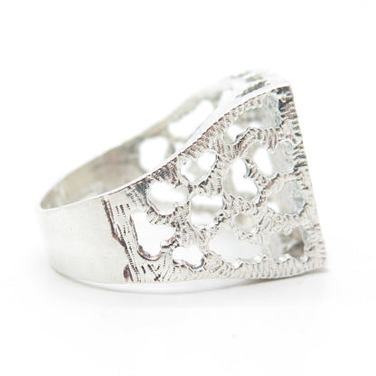 925 Sterling Silver Vintage Engraved Letter "G" Initial Statement Ring Size 10