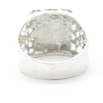 925 Sterling Silver Vintage Engraved Letter "G" Initial Statement Ring Size 10