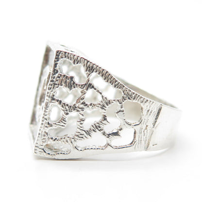 925 Sterling Silver Vintage Engraved Letter "G" Initial Statement Ring Size 10