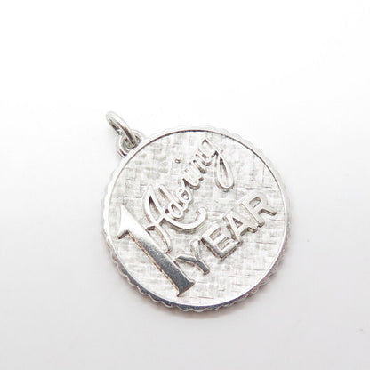 925 Sterling Silver Vintage "1 Year Adoring" Charm Pendant