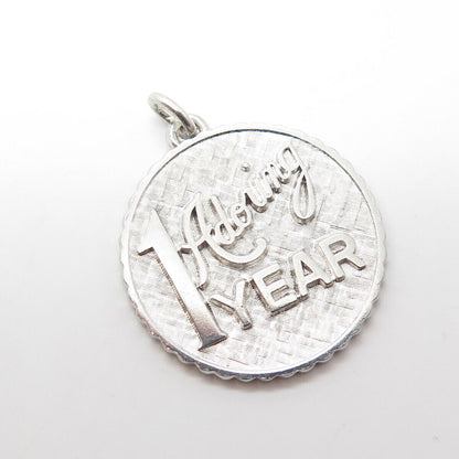 925 Sterling Silver Vintage "1 Year Adoring" Charm Pendant