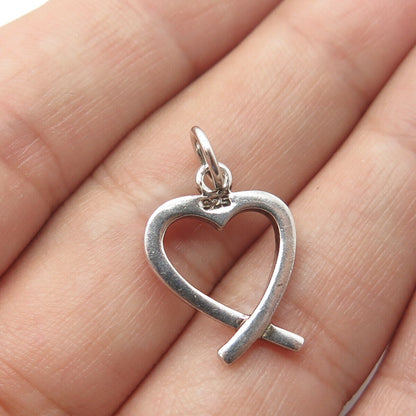 925 Sterling Silver Vintage Open Heart Charm Pendant