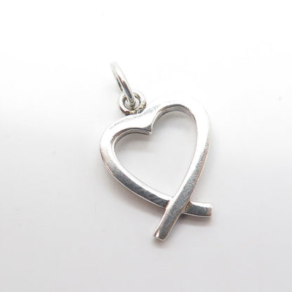 925 Sterling Silver Vintage Open Heart Charm Pendant