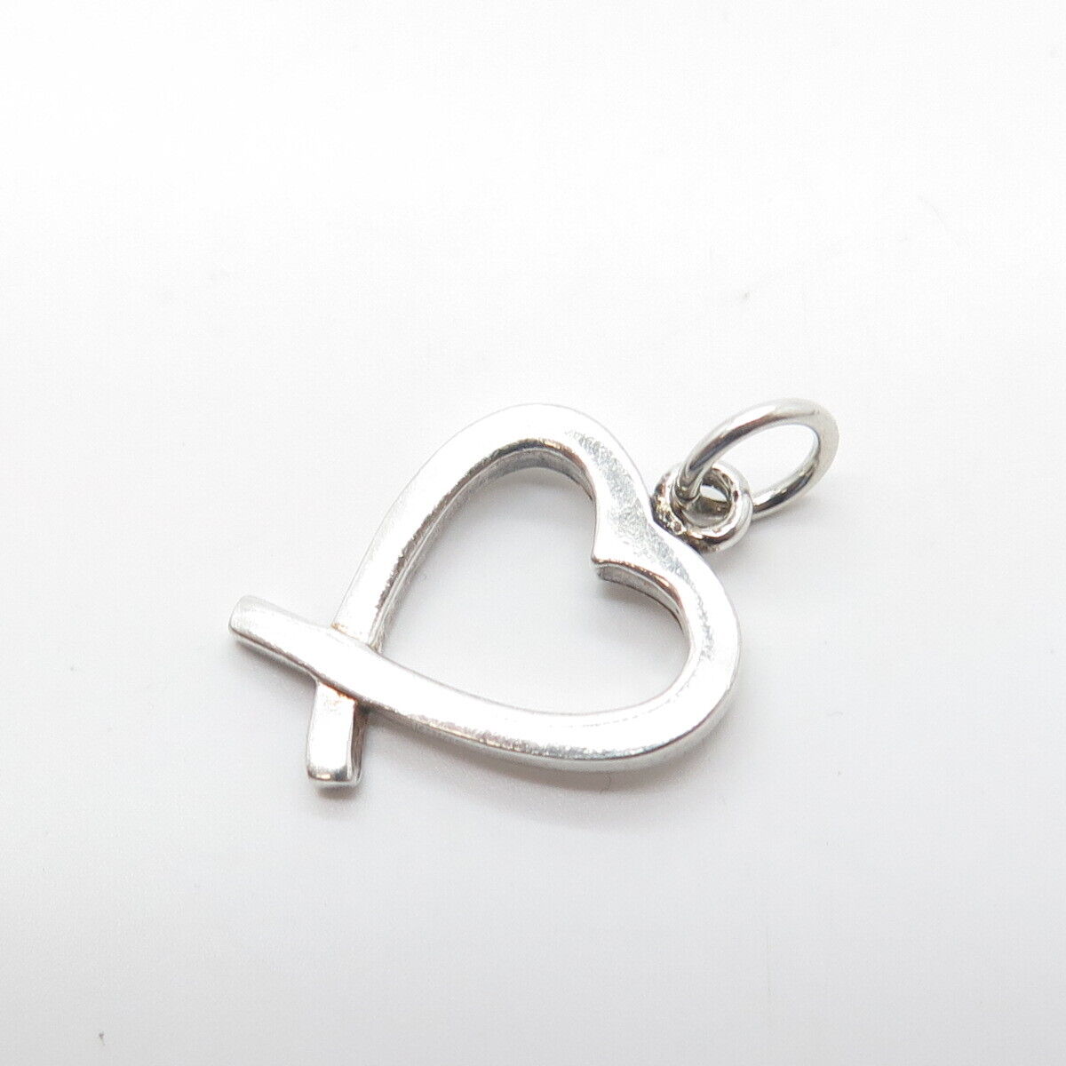 925 Sterling Silver Vintage Open Heart Charm Pendant