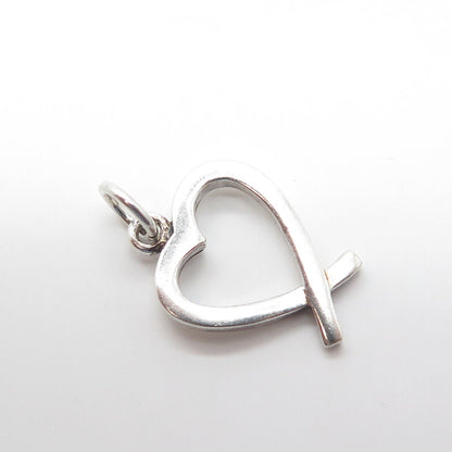 925 Sterling Silver Vintage Open Heart Charm Pendant