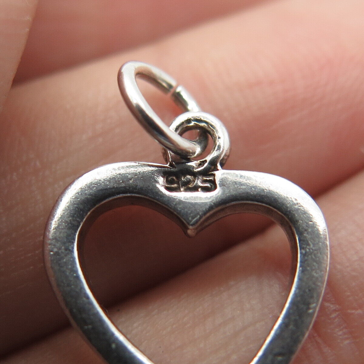 925 Sterling Silver Vintage Open Heart Charm Pendant