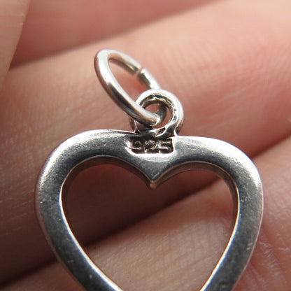 925 Sterling Silver Vintage Open Heart Charm Pendant