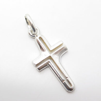 925 Sterling Silver Vintage Cross Modernist Pendant