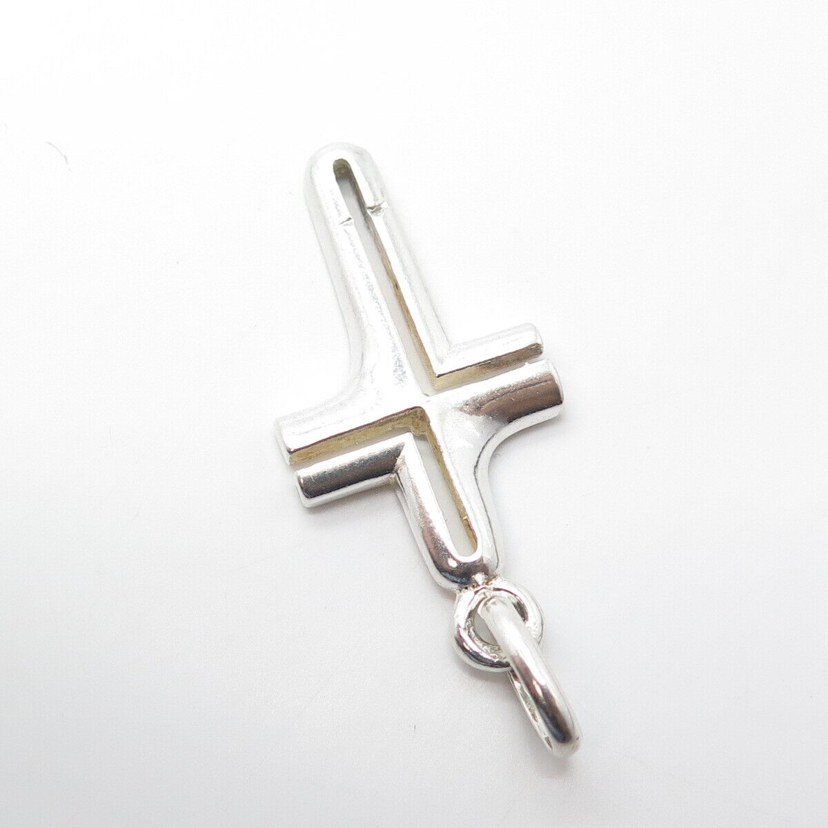 925 Sterling Silver Vintage Cross Modernist Pendant