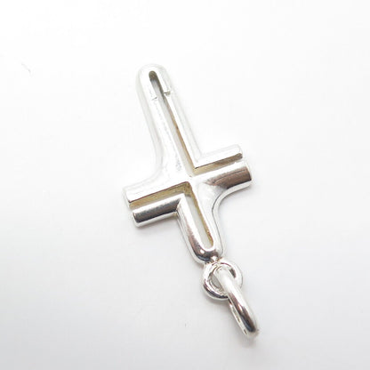 925 Sterling Silver Vintage Cross Modernist Pendant