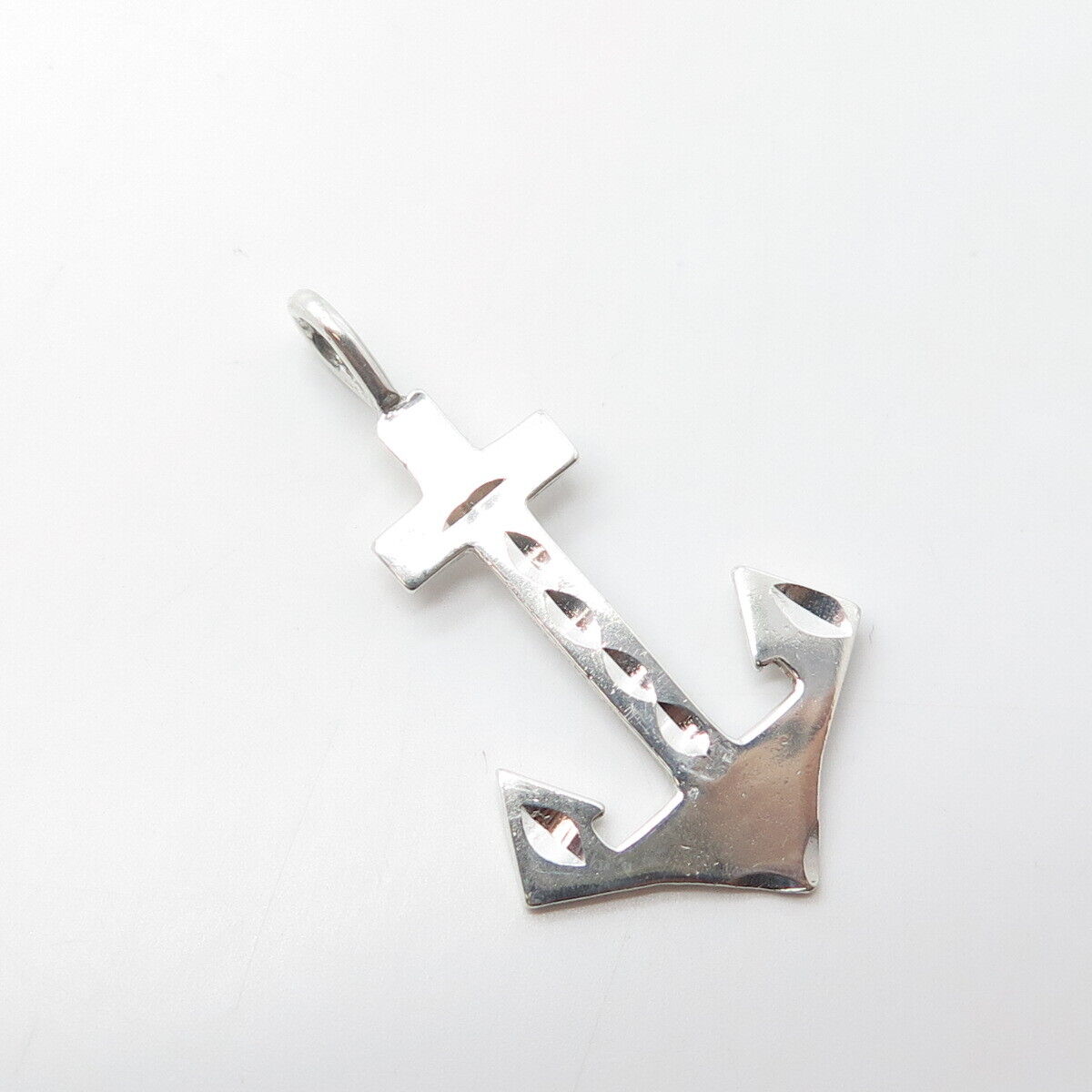 925 Sterling Silver Vintage Anchor Cross Textured Pendant