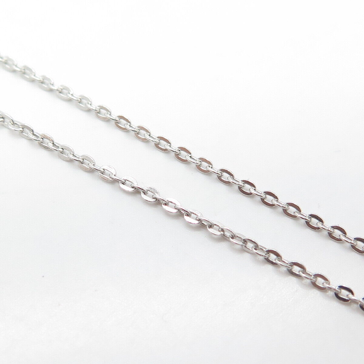 925 Sterling Silver White C Z Flat Cable Chain Necklace 16"