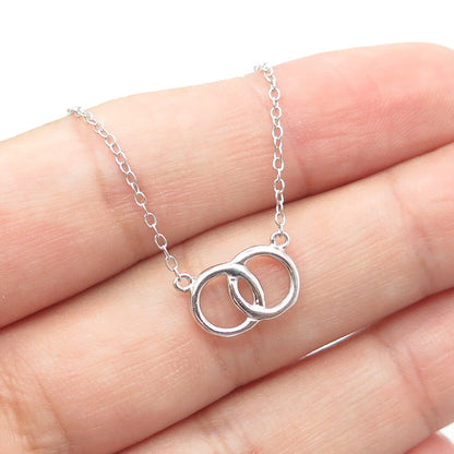 925 Sterling Silver Love Ring Cable Chain Necklace 18"