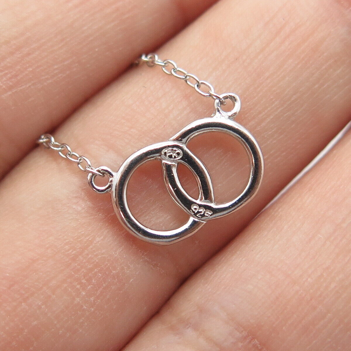 925 Sterling Silver Love Ring Cable Chain Necklace 18"