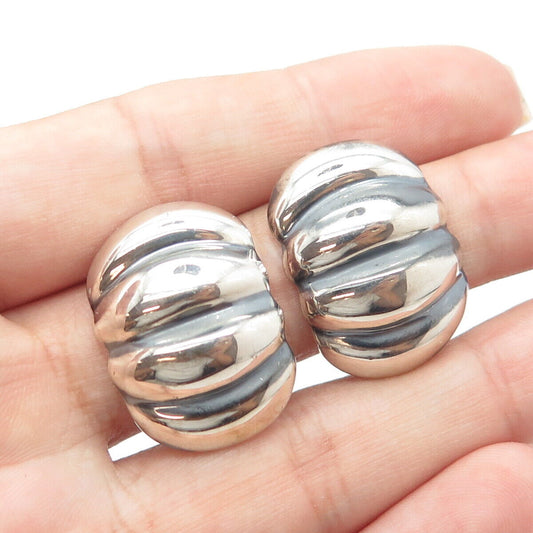 925 Sterling Silver Vintage Pumpkin Clip On Earrings