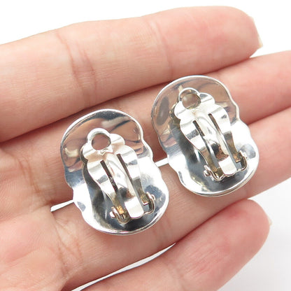 925 Sterling Silver Vintage Pumpkin Clip On Earrings