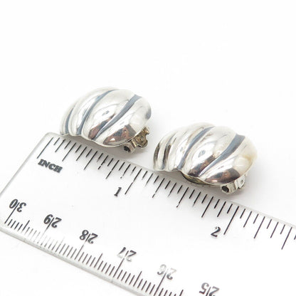 925 Sterling Silver Vintage Pumpkin Clip On Earrings