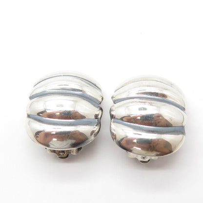 925 Sterling Silver Vintage Pumpkin Clip On Earrings