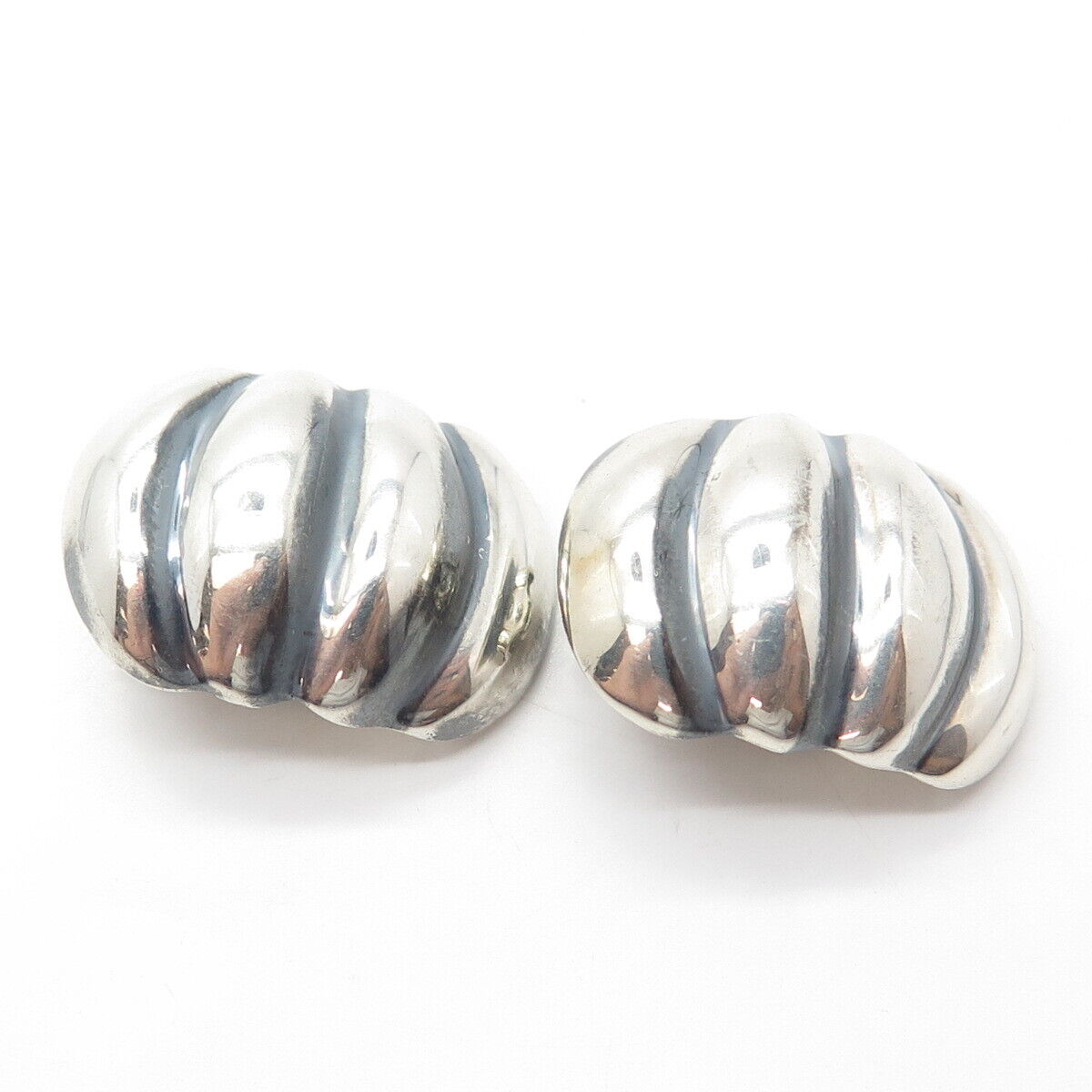 925 Sterling Silver Vintage Pumpkin Clip On Earrings