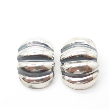 925 Sterling Silver Vintage Pumpkin Clip On Earrings