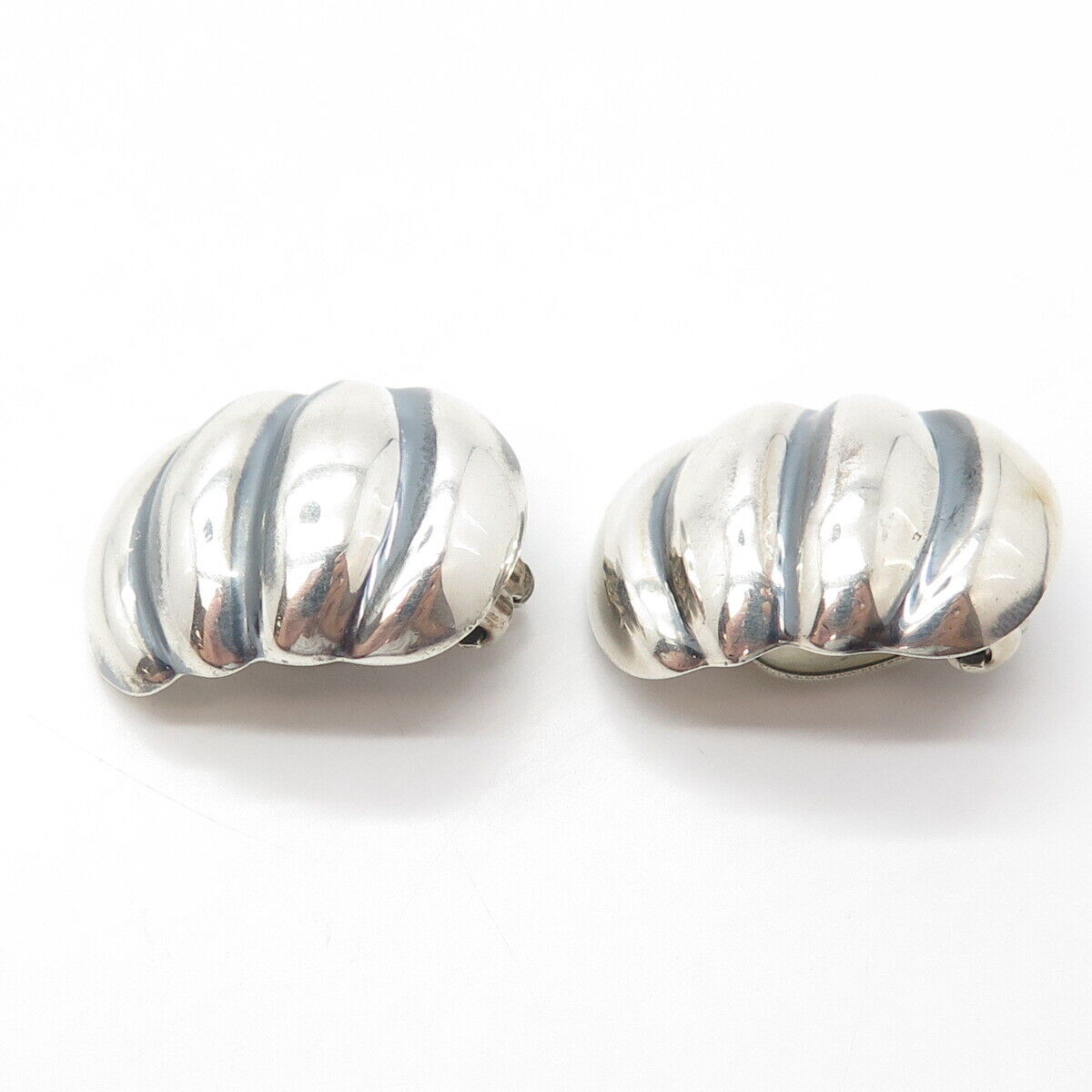 925 Sterling Silver Vintage Pumpkin Clip On Earrings