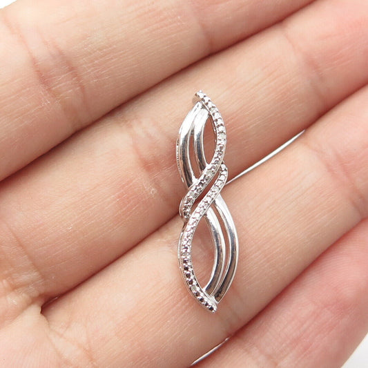 JANE SEYMOUR 925 Sterling Silver Real White Diamond Curved Infinity Pendant