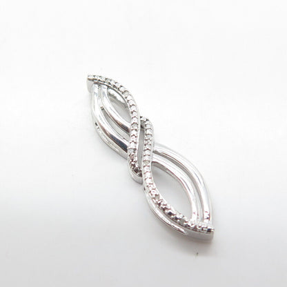 JANE SEYMOUR 925 Sterling Silver Real White Diamond Curved Infinity Pendant