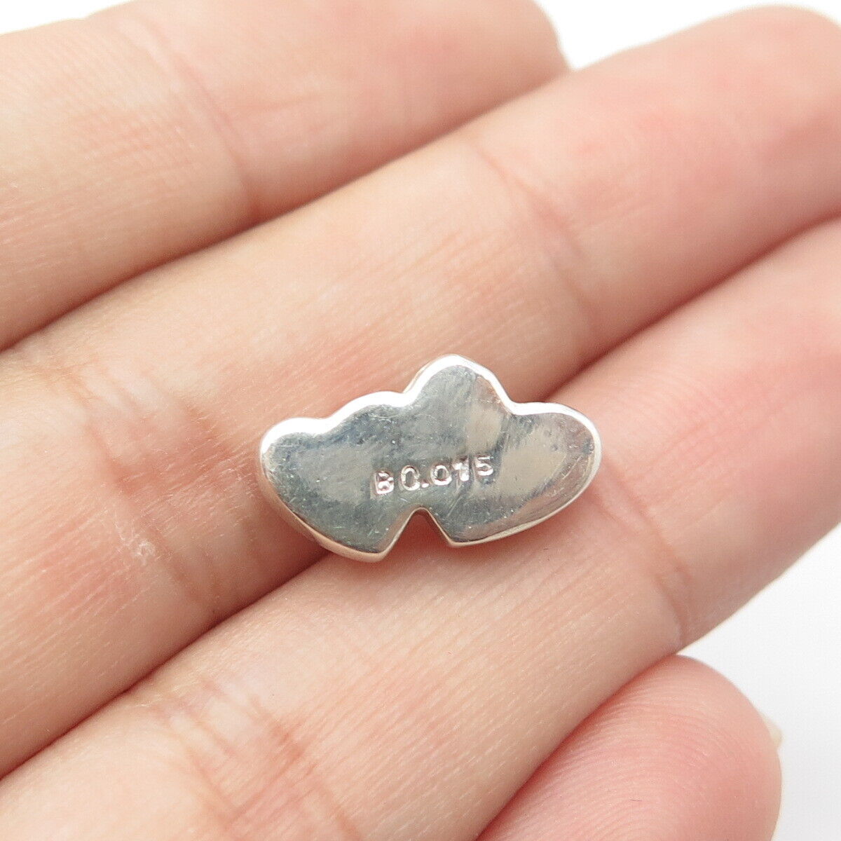 925 Sterling Silver Real Diamond Accent Heart Couple Slide Pendant