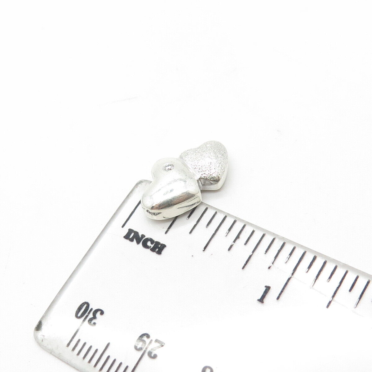 925 Sterling Silver Real Diamond Accent Heart Couple Slide Pendant