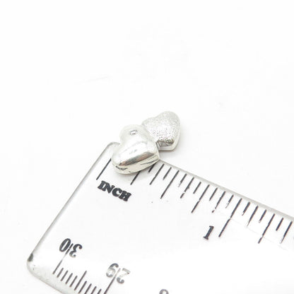 925 Sterling Silver Real Diamond Accent Heart Couple Slide Pendant