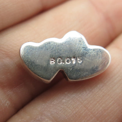 925 Sterling Silver Real Diamond Accent Heart Couple Slide Pendant