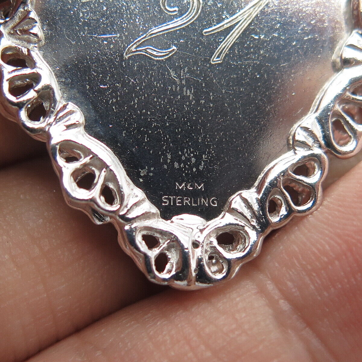 MARK MERCY 925 Sterling Silver Vintage "Happy Birthday" Heart Pendant