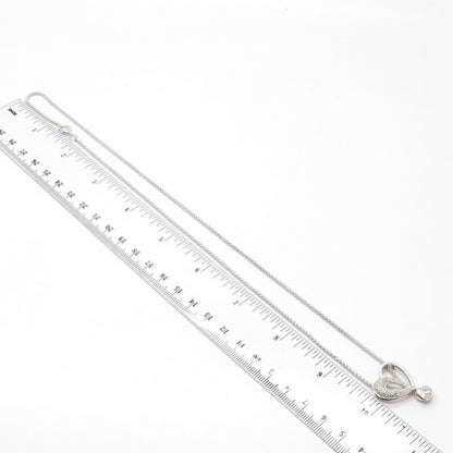 925 Sterling Silver Real Diamond Heart Adjustable Popcorn Chain Necklace 20"