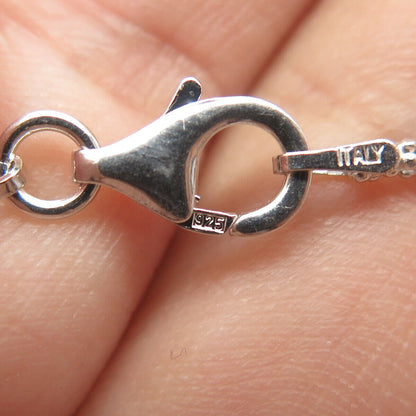 925 Sterling Silver Real Diamond Heart Adjustable Popcorn Chain Necklace 20"