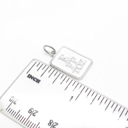 925 Sterling Silver Vintage Snellen Chart Rectangle Charm Pendant