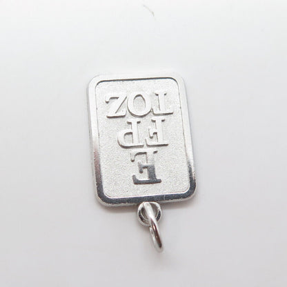 925 Sterling Silver Vintage Snellen Chart Rectangle Charm Pendant