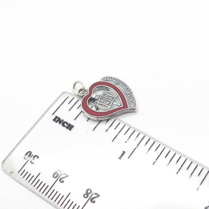 ABWA 925 Sterling Silver Vintage 1982 Enamel Project Commitment Heart Pendant