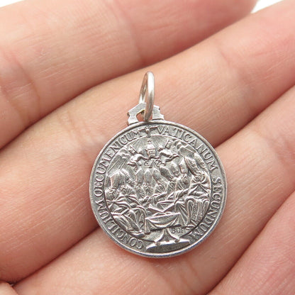 800 Silver Vintage Paulus VI Pont Max Religious Medal Charm Pendant