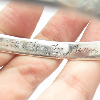 925 Sterling Silver Antique Art Deco 1914 "From Lillie To Dorothy" Bracelet 8"