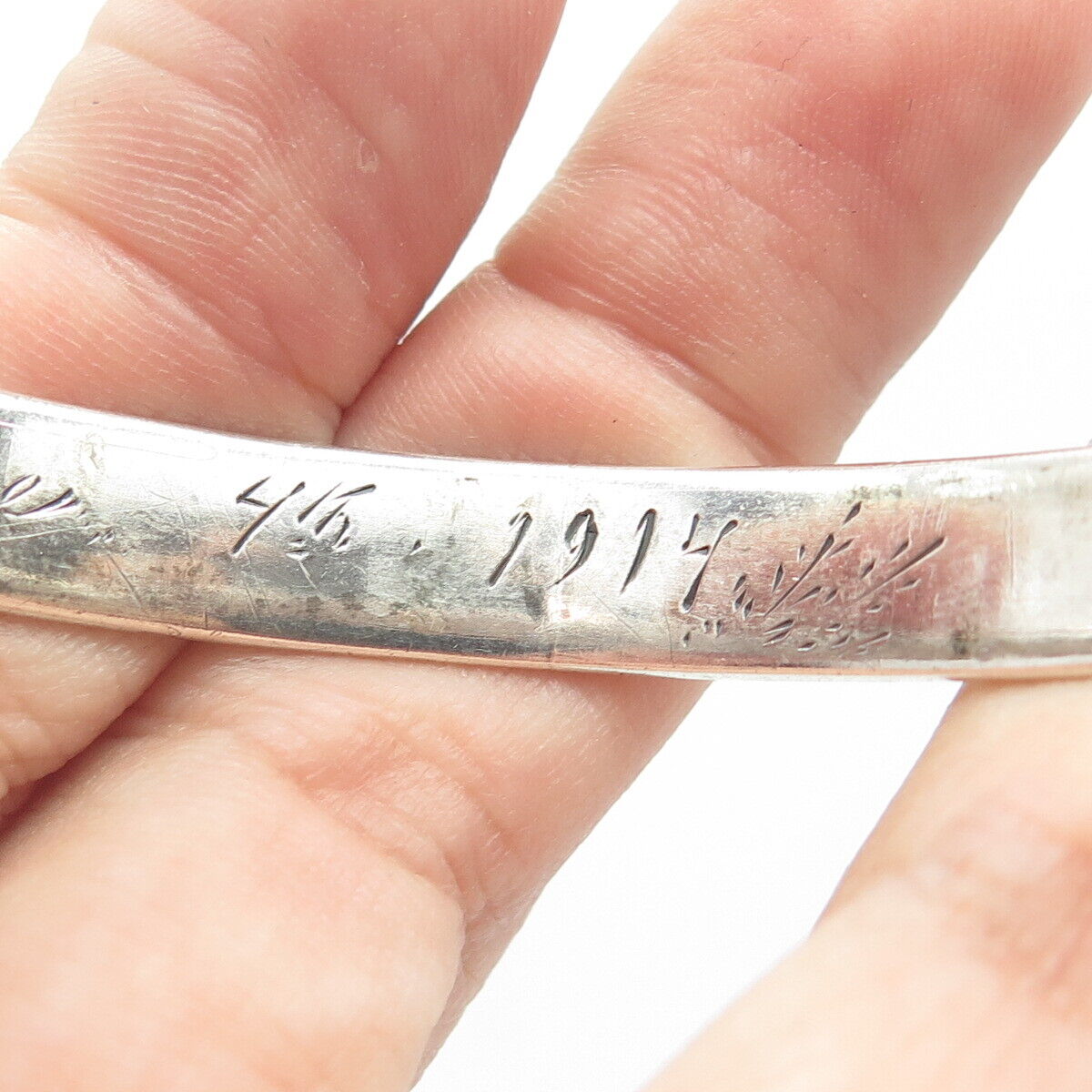 925 Sterling Silver Antique Art Deco 1914 "From Lillie To Dorothy" Bracelet 8"