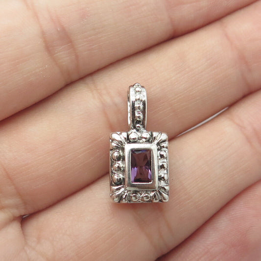 925 Sterling Silver Vintage Real Amethyst Gemstone Pendant