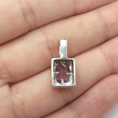 925 Sterling Silver Vintage Real Amethyst Gemstone Pendant