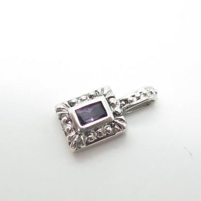 925 Sterling Silver Vintage Real Amethyst Gemstone Pendant