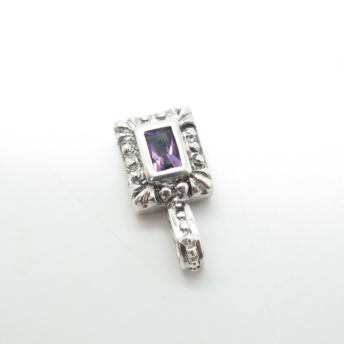 925 Sterling Silver Vintage Real Amethyst Gemstone Pendant