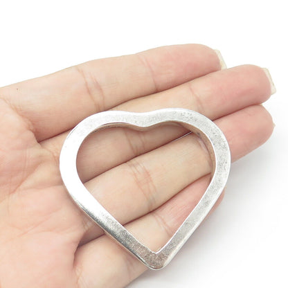 925 Sterling Silver Vintage Mexico Open Heart Slide Pendant