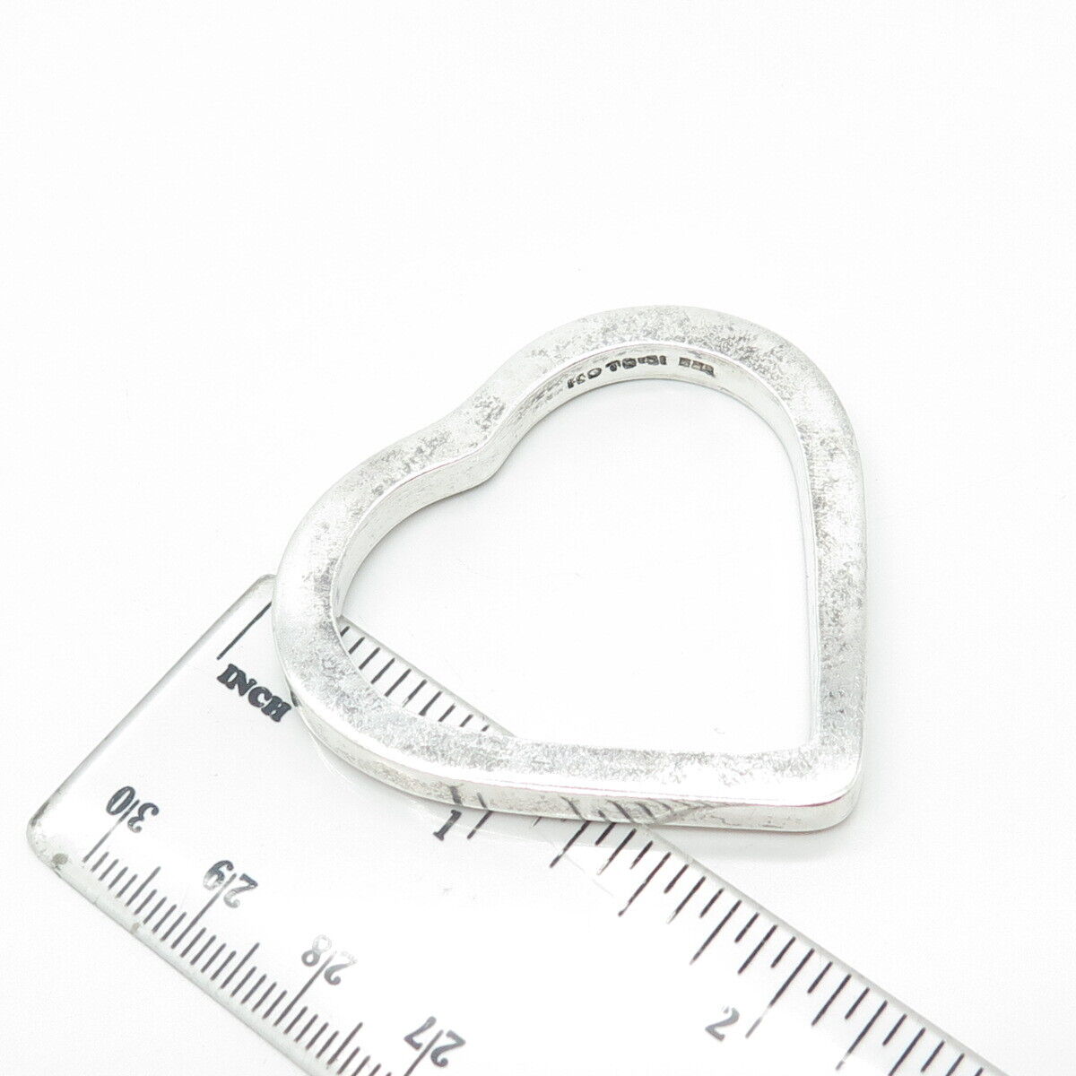 925 Sterling Silver Vintage Mexico Open Heart Slide Pendant