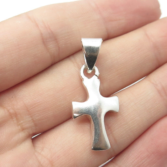 925 Sterling Silver Vintage Modernist Cross Pendant